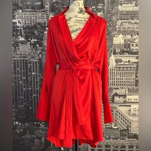 BCBGMAXAZRIA Vibrant Red Wrap Style Dress